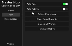 Sonic Speed Simulator [Auto Step Collect All - Rebirth & More!] Scripts
