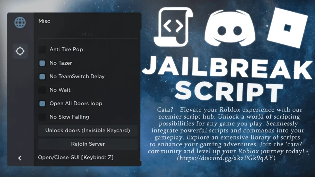Jailbreak script – (No Tazer, Unlock All Doors & more)