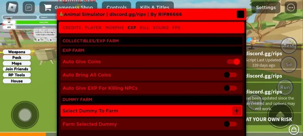 Animal Simulator script – (Kill Aura, Auto Give Coins)