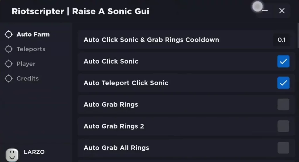 Raise A Sonic script – (Autofarm)