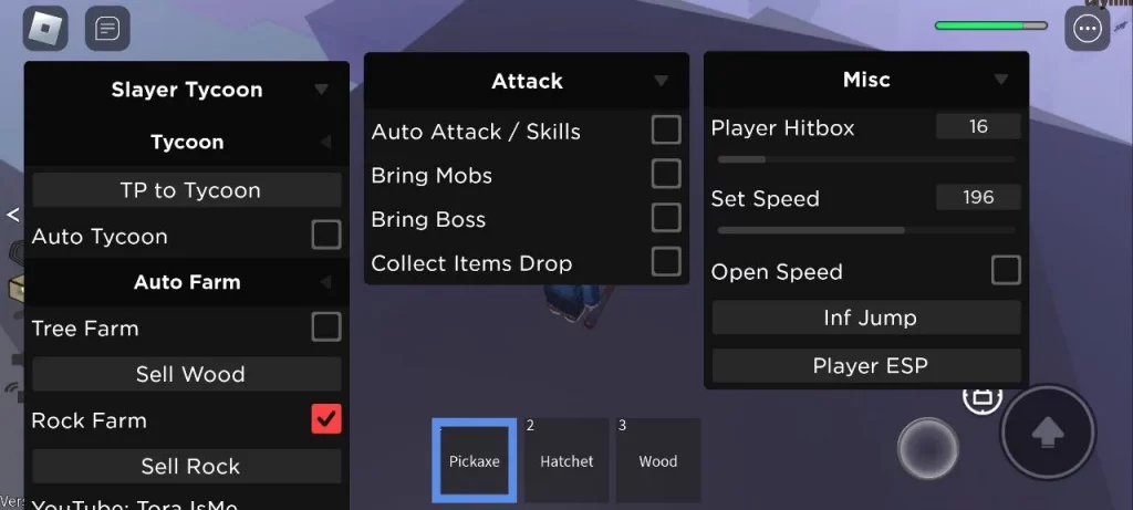 Slayer Tycoon script – (Autofarm, AutoAttack)