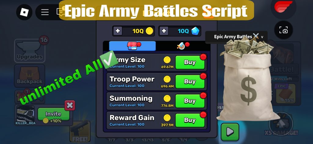 Epic Army Battles script – (Stats Changer, ESP)