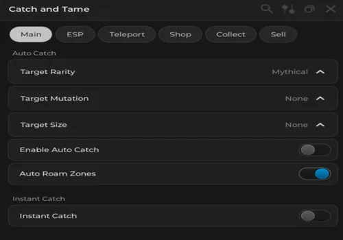 Catch and Tame script: Auto Catch by rarity, Auto Buy