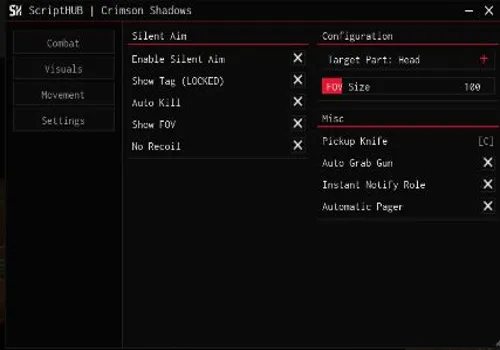 Crimson Shadows script: Silent Aim, Auto Kill