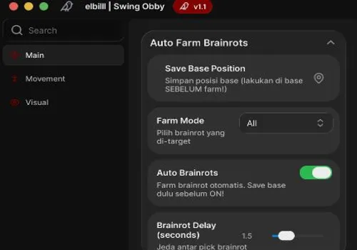 Swing Obby for Brainrots script: Autofarm Brainrots