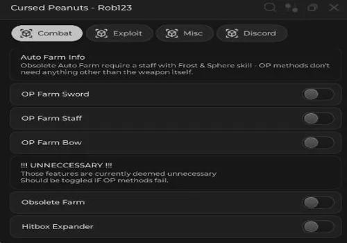 Cursed Blade script: INF XP, Godmode