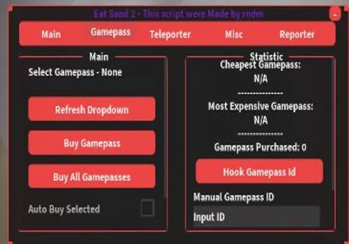 Eat Sand 2 script: Free Gamepass
