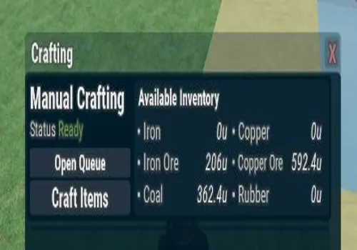 Manufrontier script: Get INF Ores