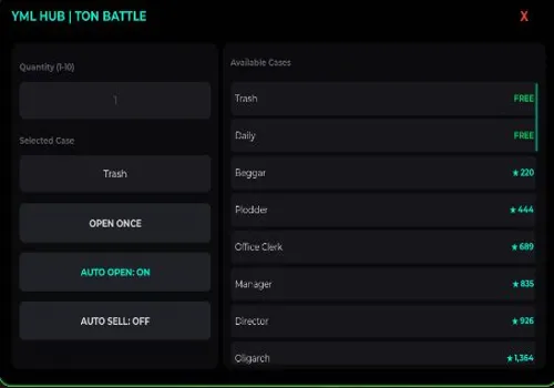 TON Battle script: Auto Open case