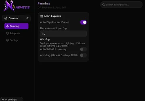 Shells script: INF Items, Auto Dig