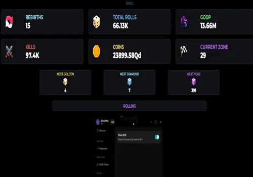 Slime RNG script: Auto Roll, Auto Upgrades, Stat tracker