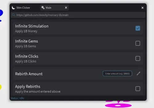 click to stim script